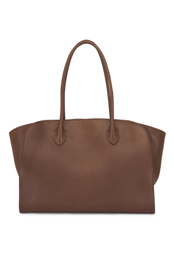 The Row Marlo 14 Deep Brown Leather Tote - view 1