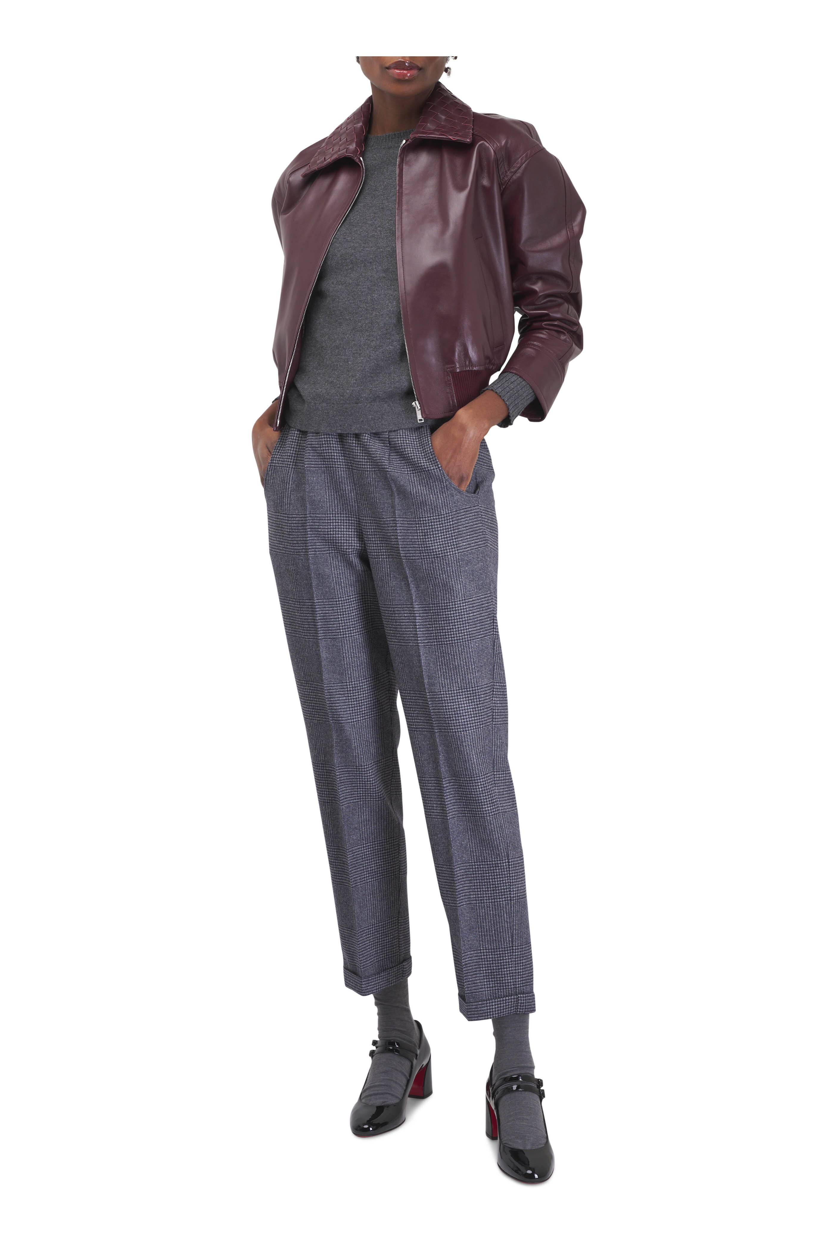 Bottega Veneta - Jam Leather Intrecciato Collar Blouson Jacket