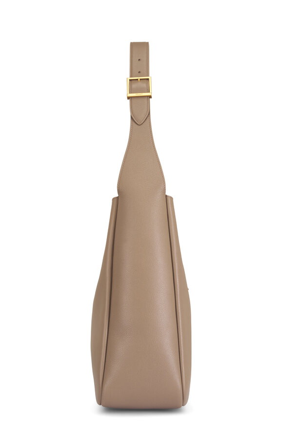 Saint Laurent Large Cassandre Taupe Leather Shoulder Bag - view 3
