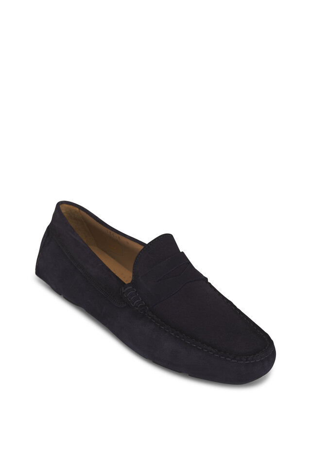 Ferragamo - Timothy Navy Blue Suede Driver | Mitchell Stores display picture 1
