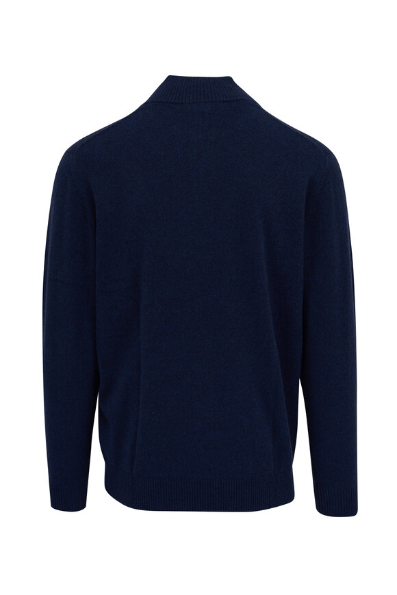 Kinross - Navy Suede Trim Quarter Zip Pullover