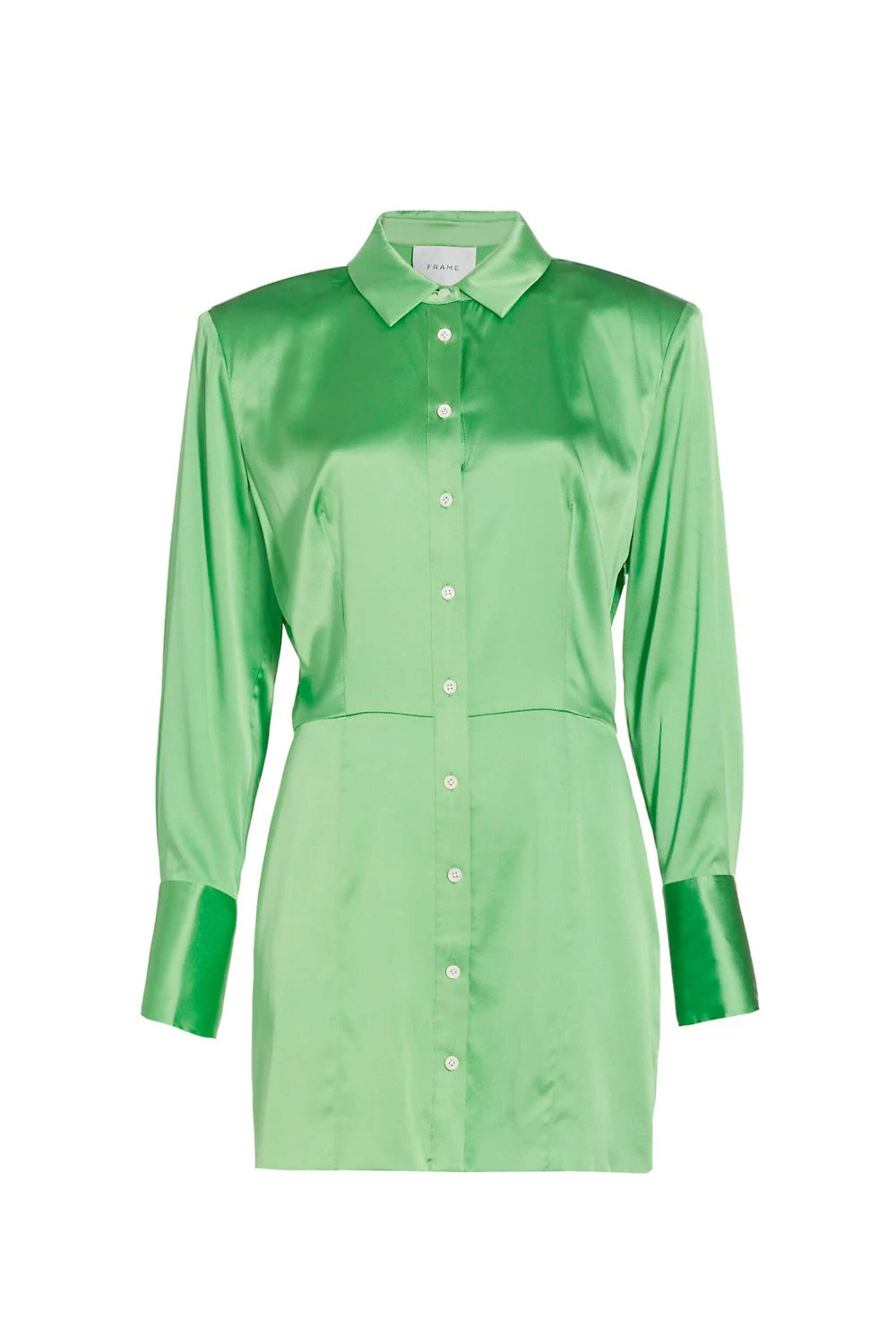 Frame - Bright Peridot Strong Shoulder Mini Dress