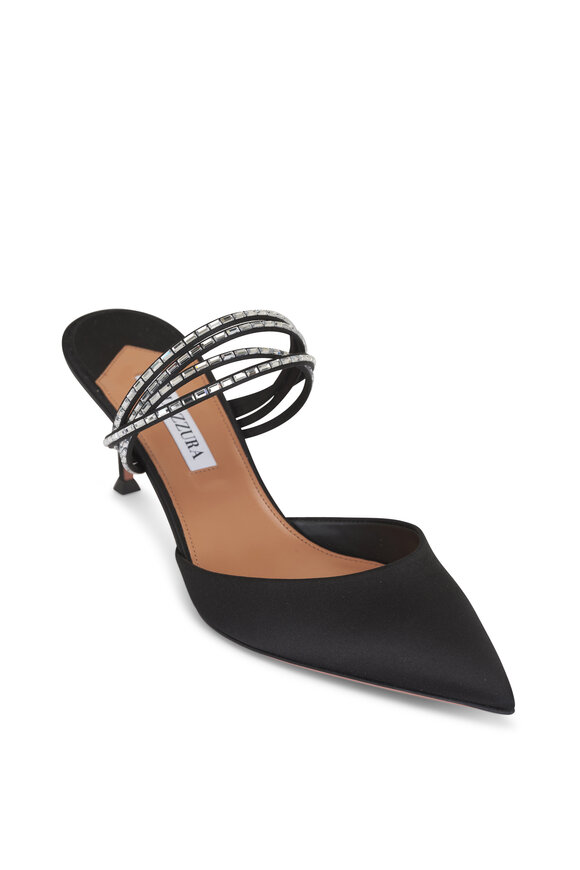 Aquazzura Luce Black Satin Pump, 65mm