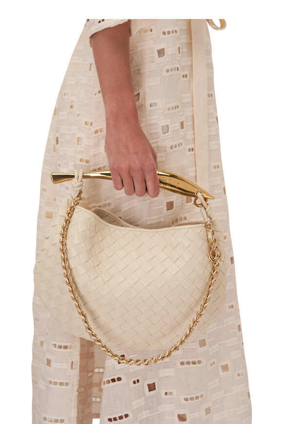 Bottega Veneta - Sardine Small Woven Leather & Brass Chain Bag 