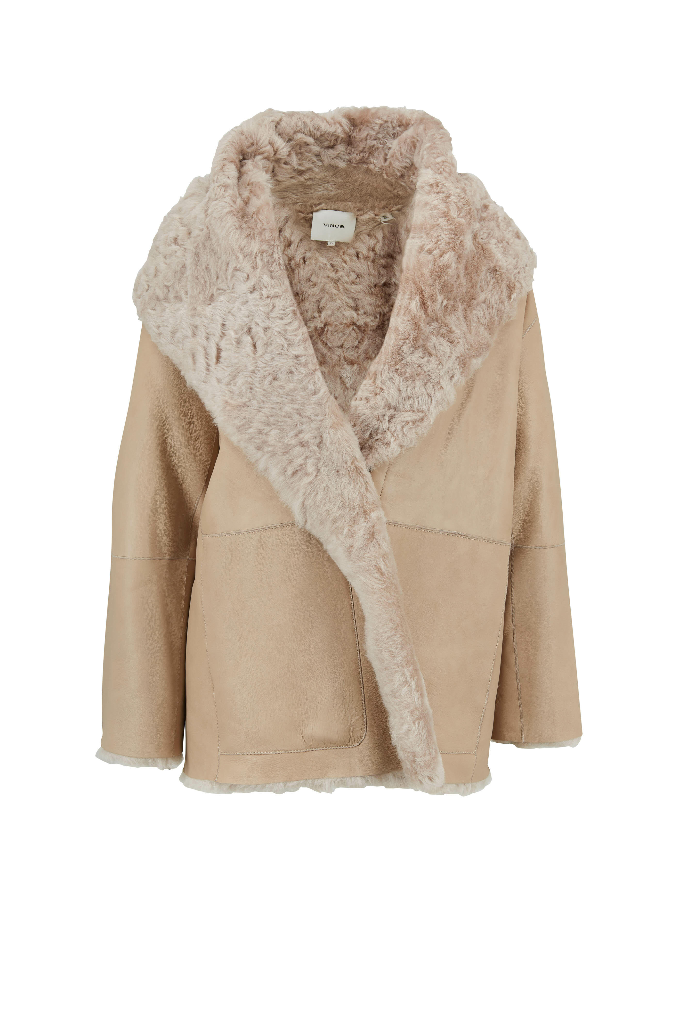 Vince reversible shawl 2024 collar shearling coat