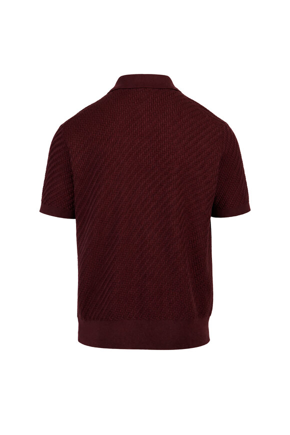 Brioni Dark Plum Trama Weave Polo - view 2