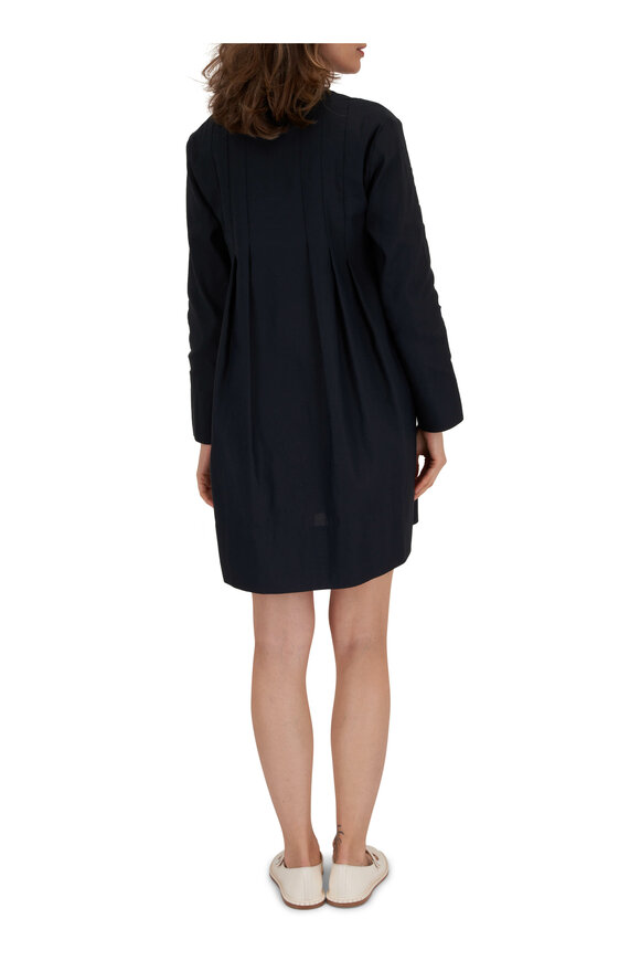 Vince - Black Trapeze Pleated Long Sleeve Dress