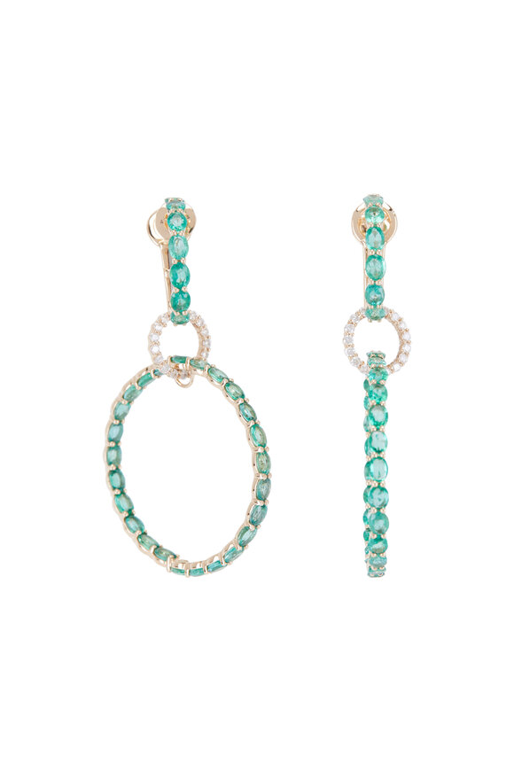 Kai Linz - Emerald Double Hoop Drop Earrings