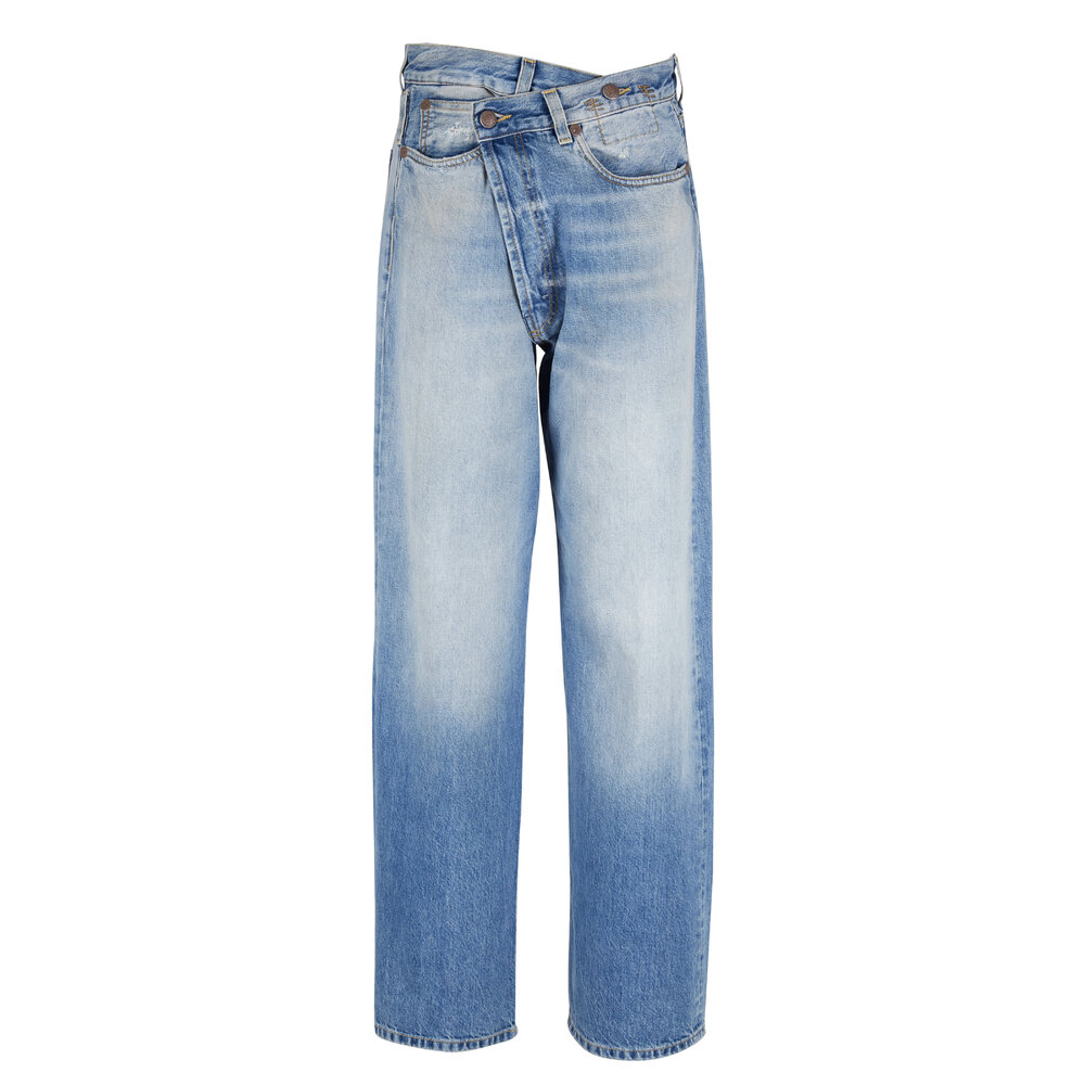【DISCERNMENT】Curved wide long denim Scout Embellished Oversized Straight in Candy | 7 For All