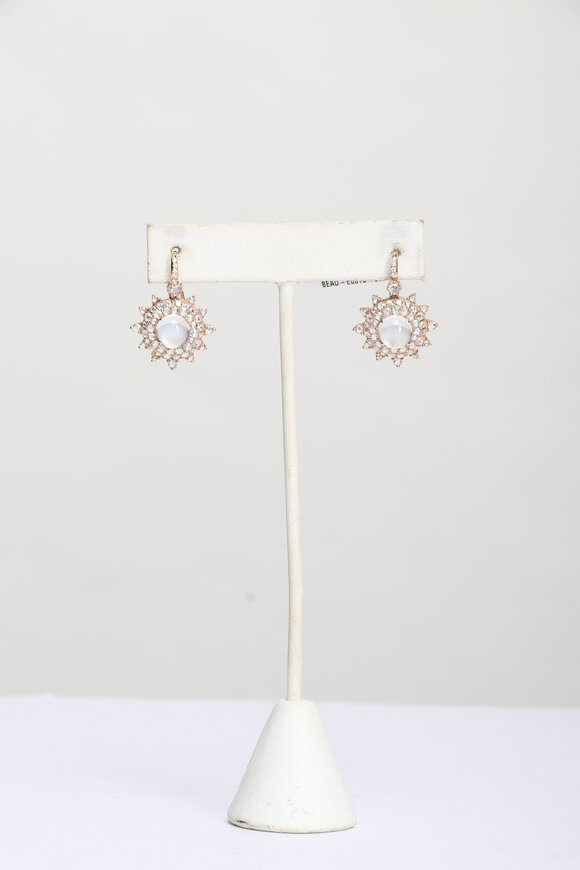 Nam Cho 18k Rose Gold Diamond Blue Moonstone Earrings