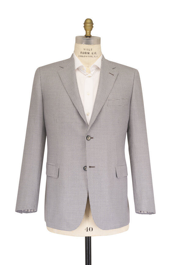 Brioni Ravello White & Gray Wool & Silk Sportcoat - view 3