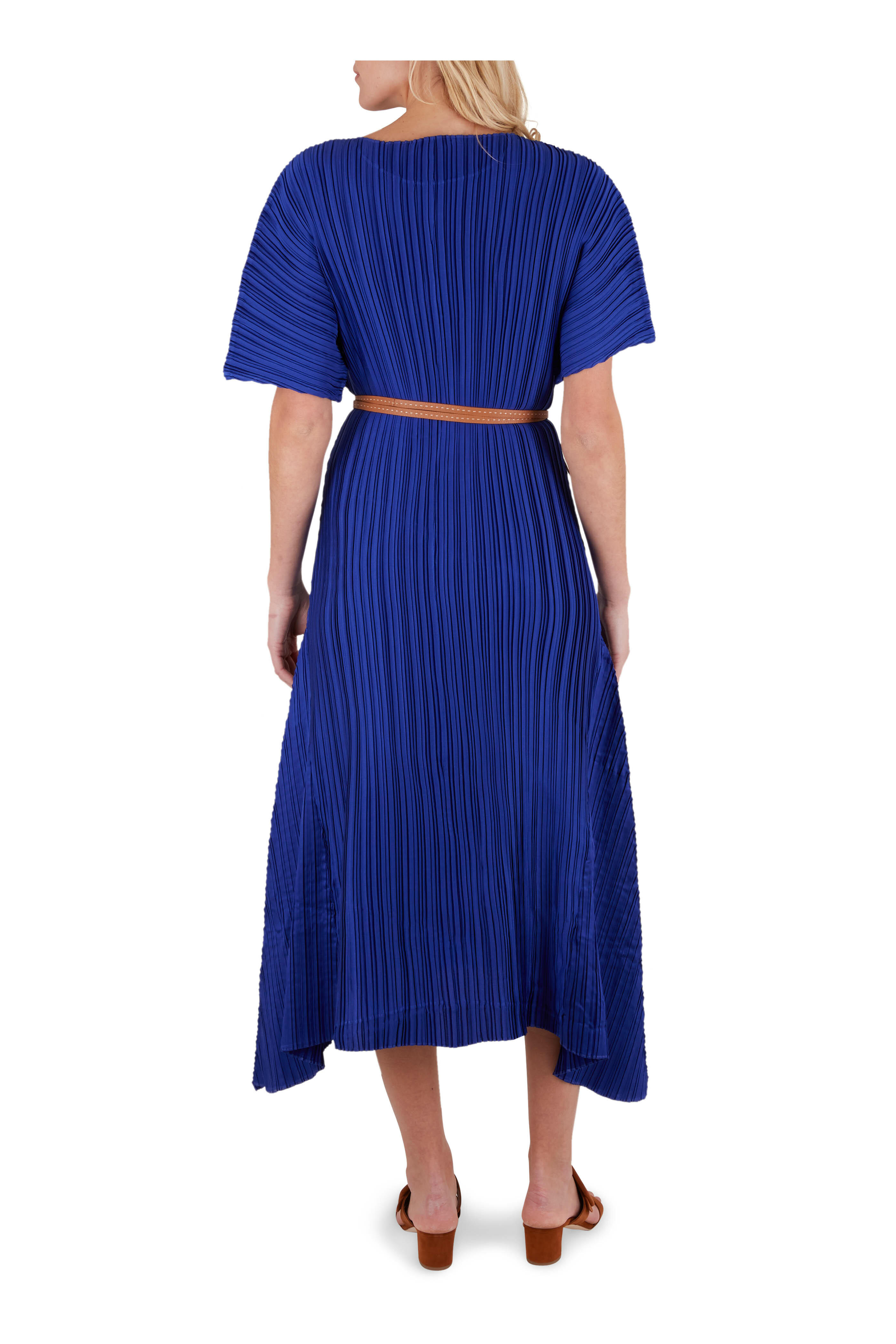 Lafayette 148 New York - Braxton Royal Blue Pleated Belted Dress