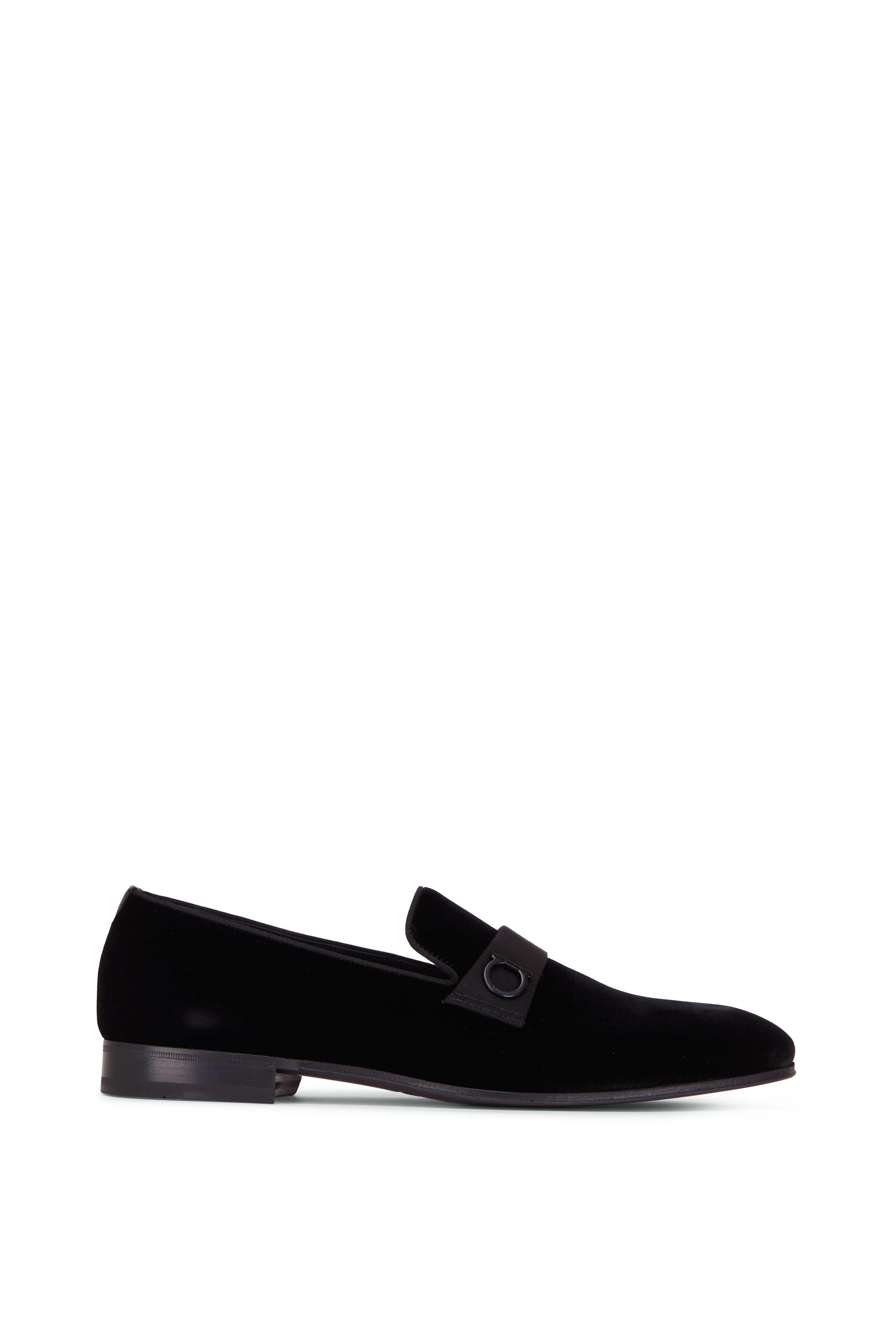 Ferragamo - Lapo Black Velvet Loafer | Mitchell Stores