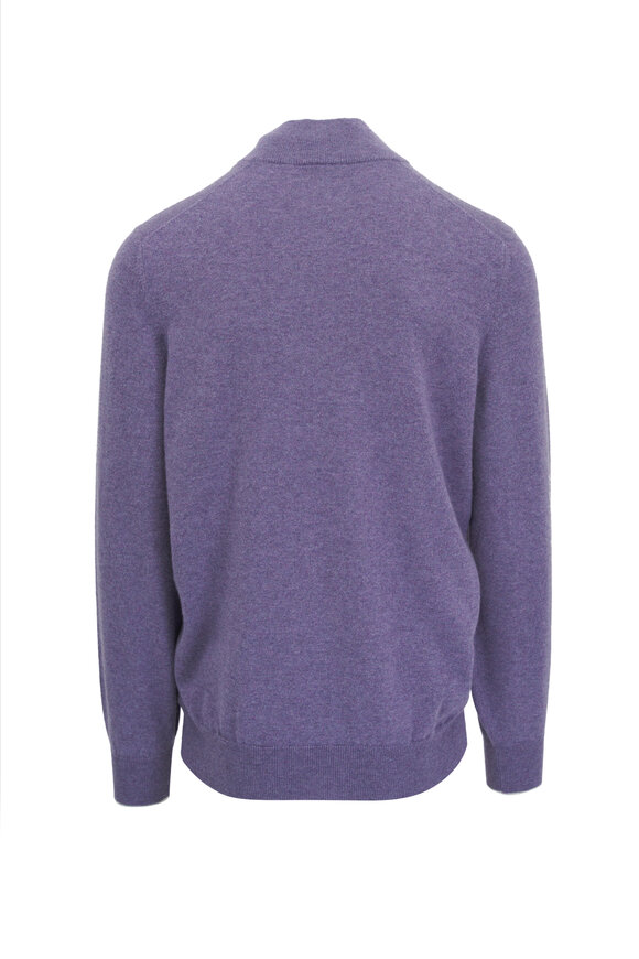 Brunello Cucinelli - Plum Cashmere Quarter Zip Pullover 