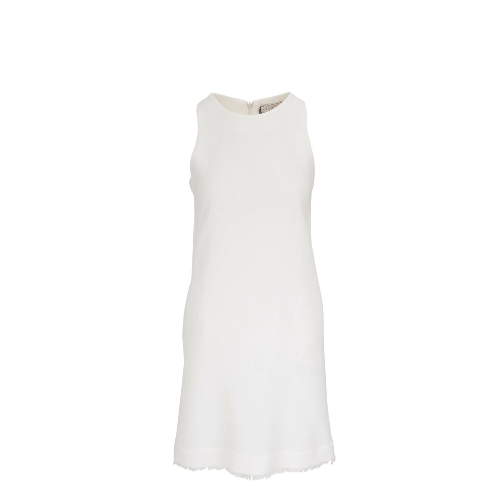 Antonelli - Labaun White Fringe Hem Sleeveless Shift Dress
