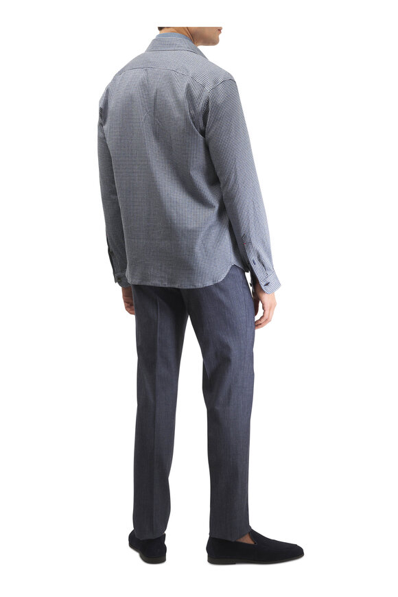 Isaia Medium Blue Check Overshirt - view 4