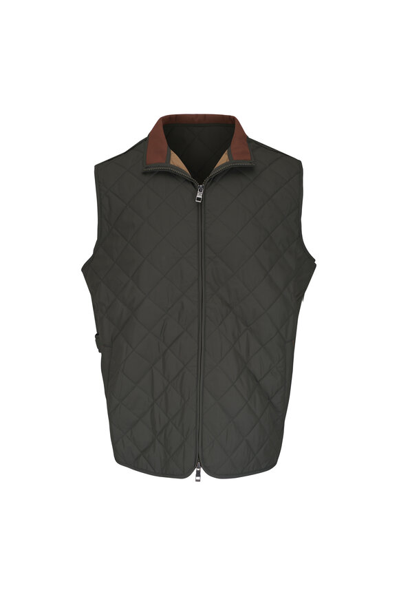 Peter Millar Essex Dark Olive Quilted Vest