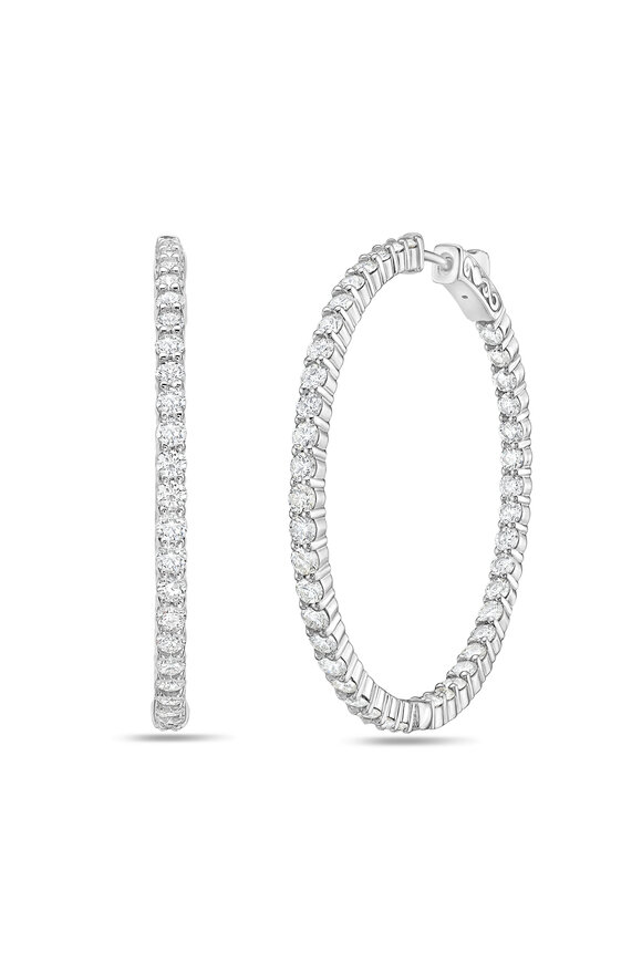 Diana M Jewels 18k White Gold Diamond Hoop Earring - view 1