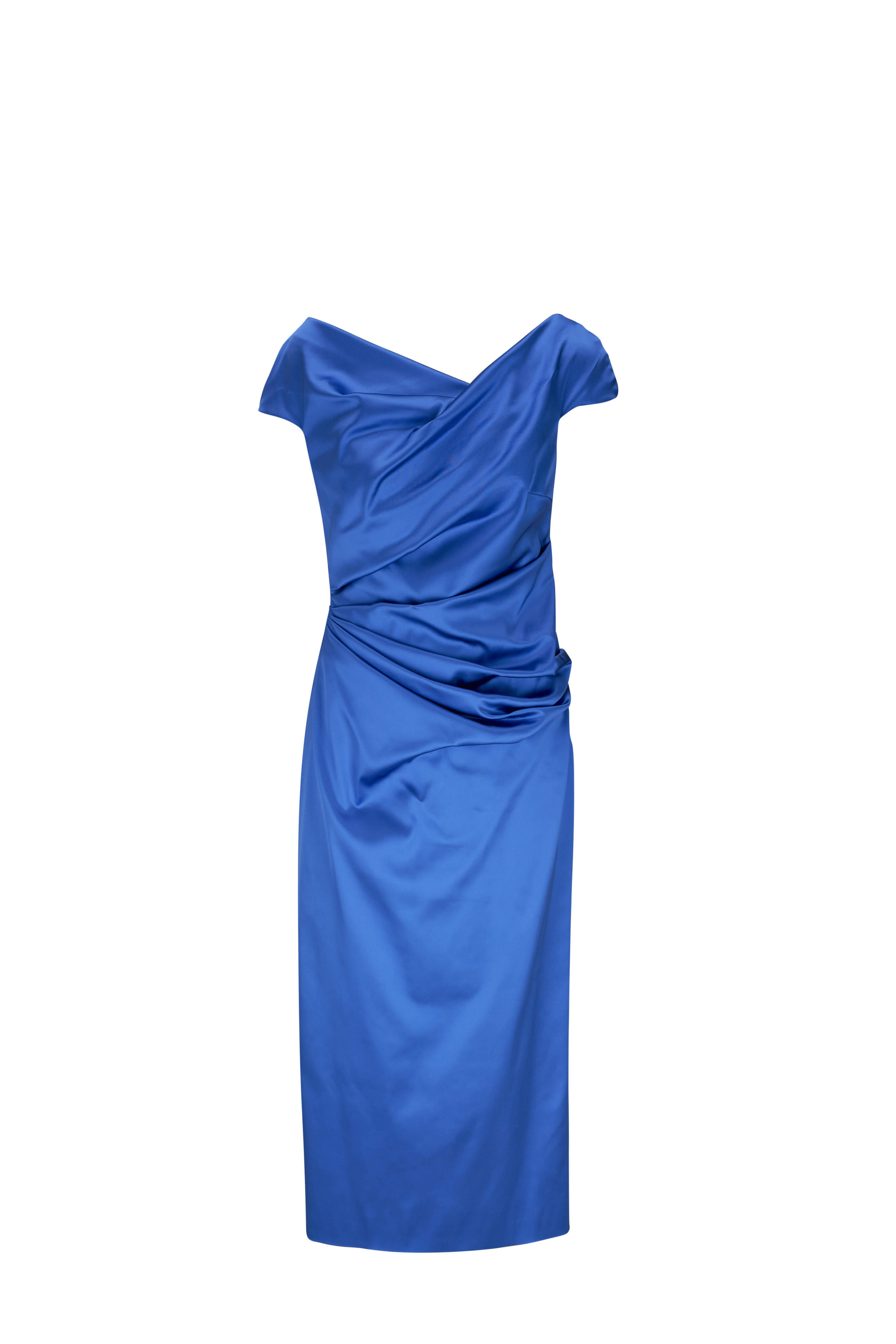 Talbot Runhof - Periwinkle Stretch Satin Midi Dress