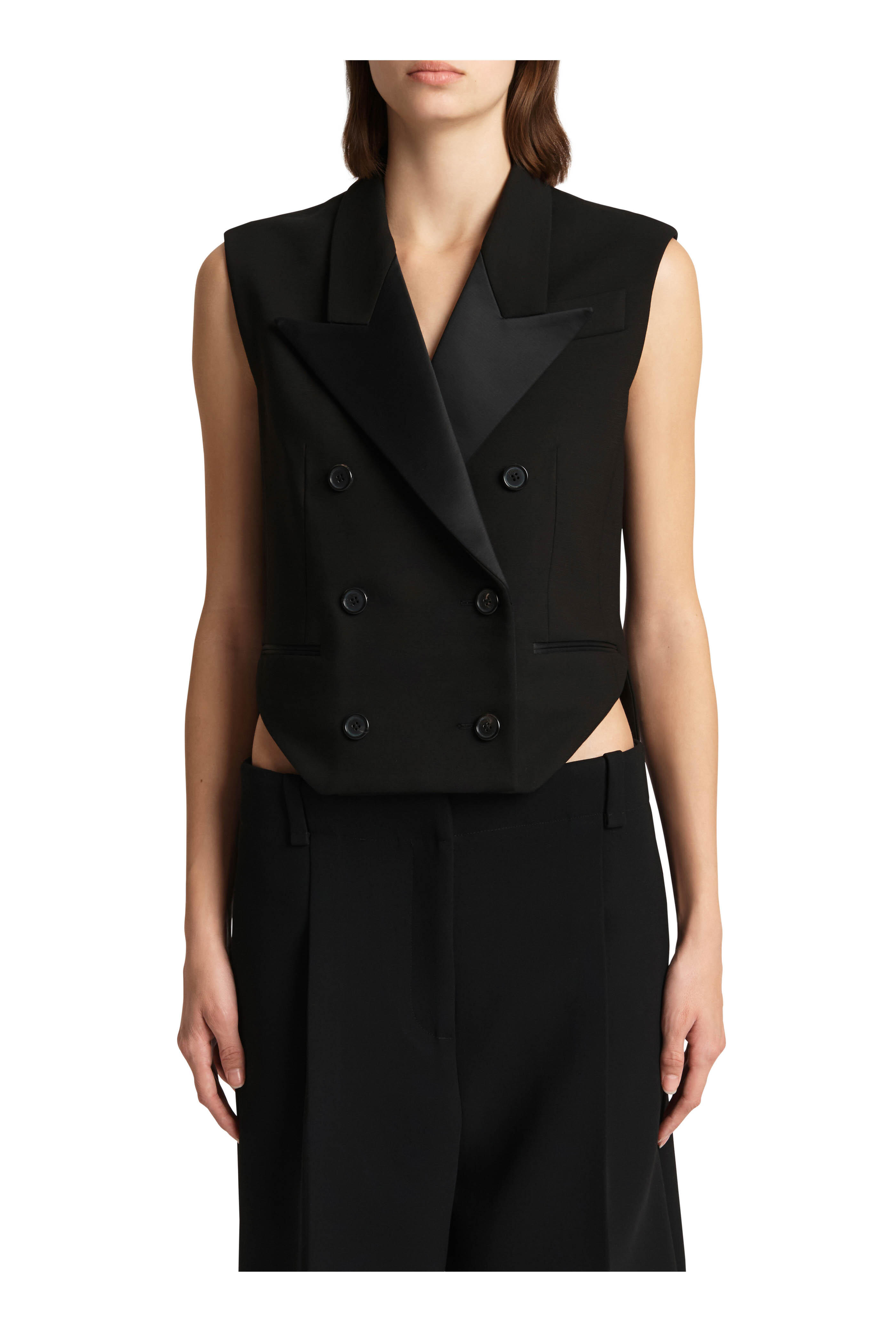 【送料&関税込】Khaite Orville Tailcoat Vest Khaite - Orville Black Tailcoat Double-Breasted Vest