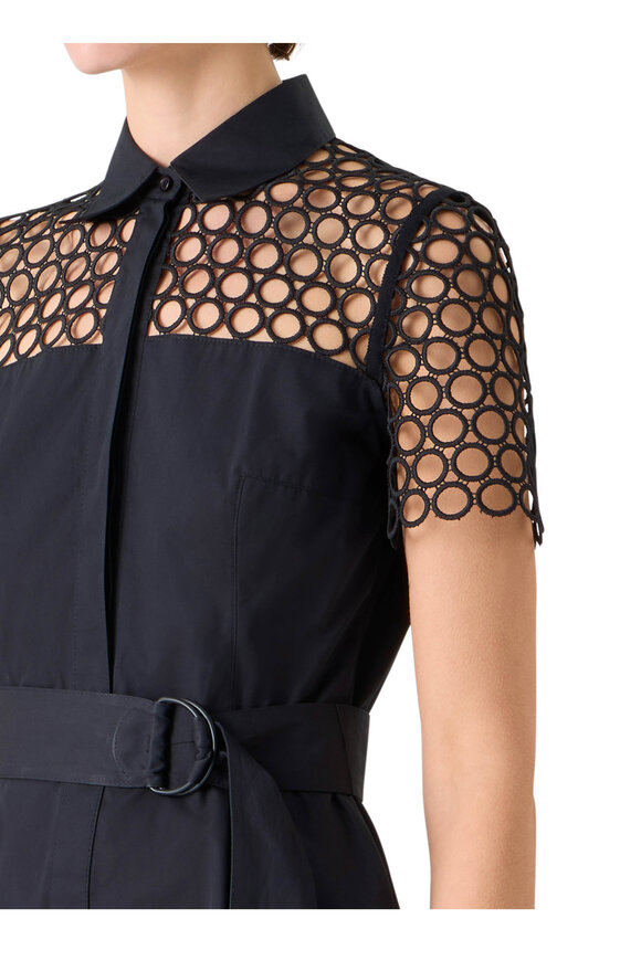 Akris Punto Black Dot Eyelet Midi Shirtdress - view 5