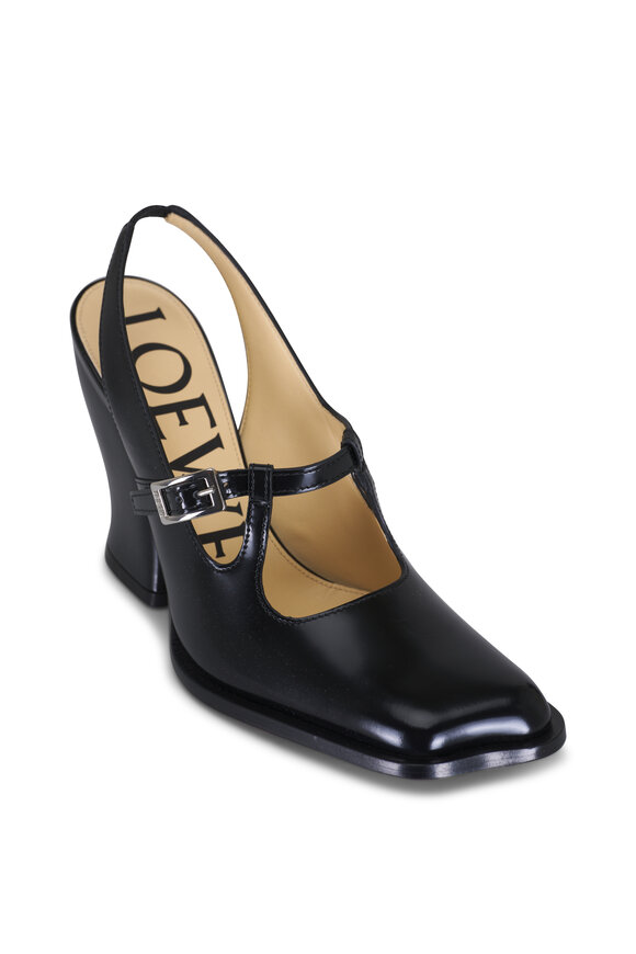 Loewe - Onda Black Leather Mary Jane Pump, 90mm