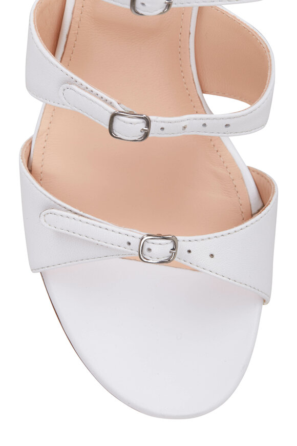 AGL - Taira White Leather Triple Strap Sandal, 50mm