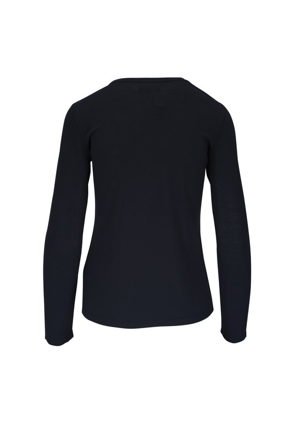 L'Agence - Alya Black Long Sleeve Crew Neck T-Shirt 