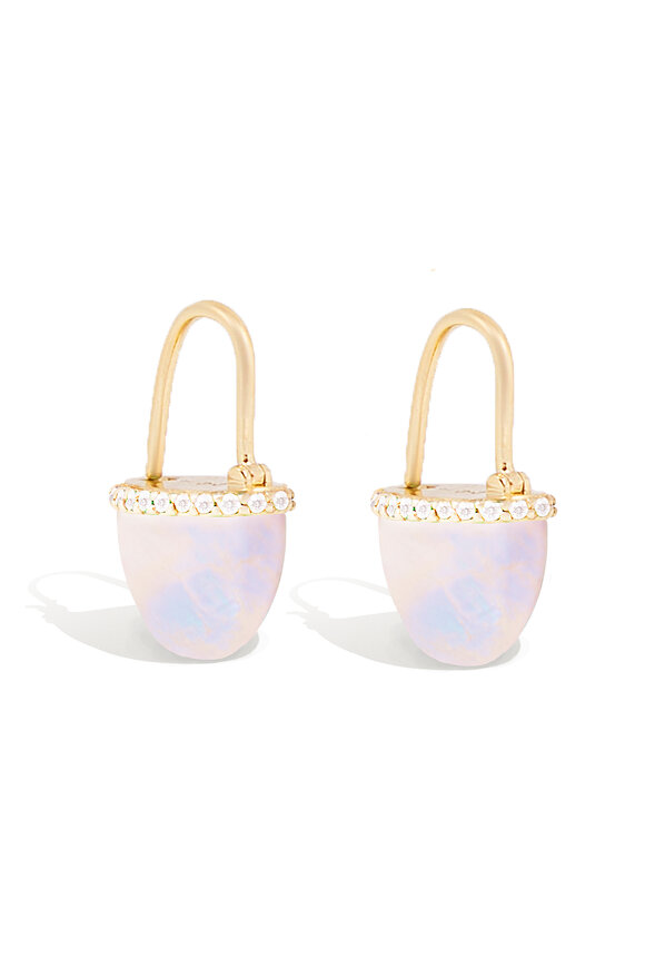 Campbell + Charlotte - Found Cap Moonstone & Diamond Huggies