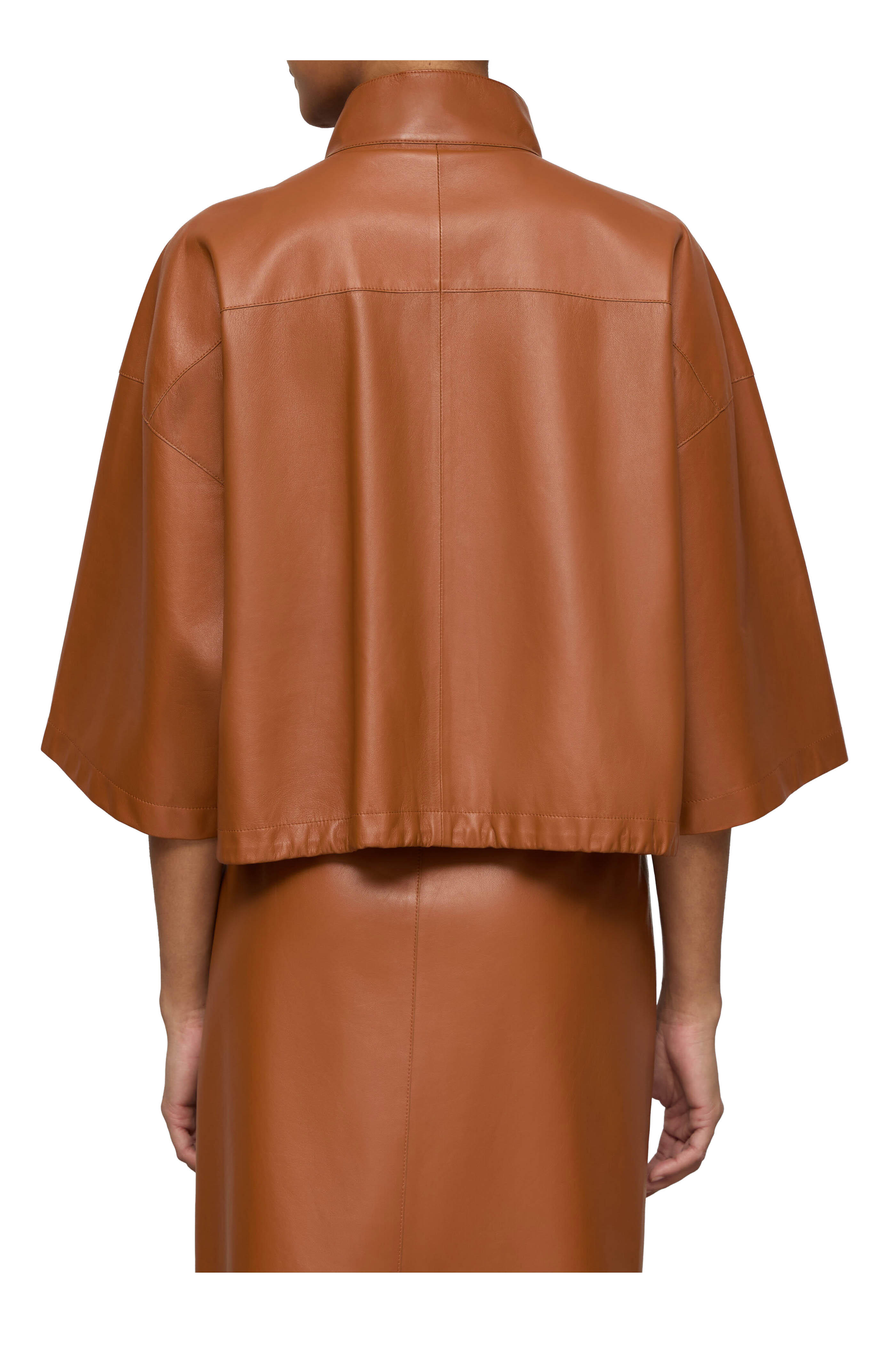 Lafayette 148 New York - Copper Leather Oversized Cropped Jacket