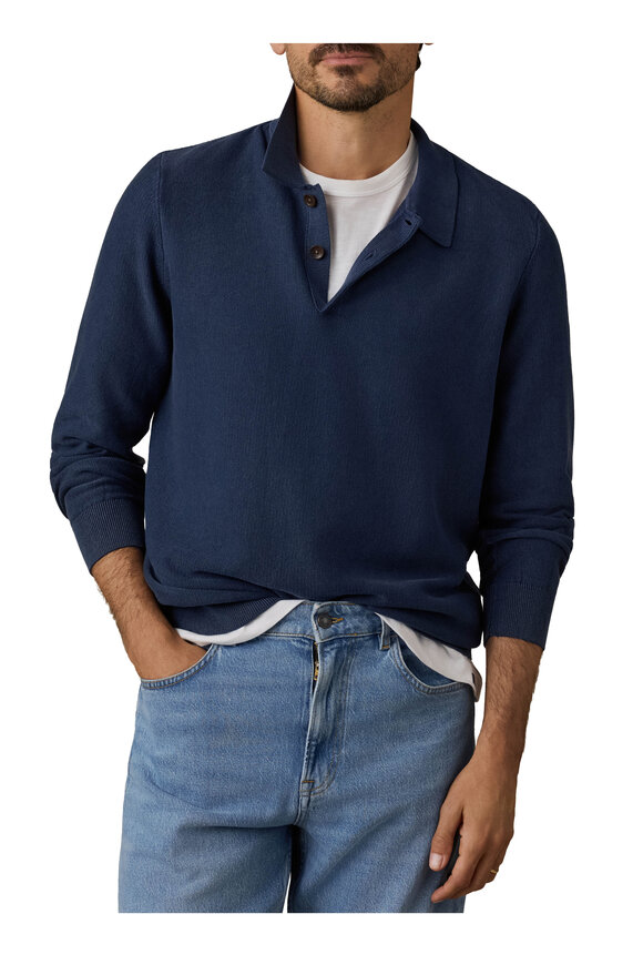 Faherty Brand Blue Nights Lightweight Sunwashed Sweater Polo - view 2
