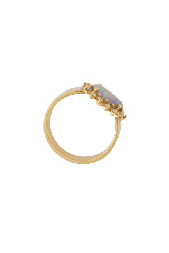 Renee Lewis 18k Yellow Gold Black Opal & Diamond Ring - view 2