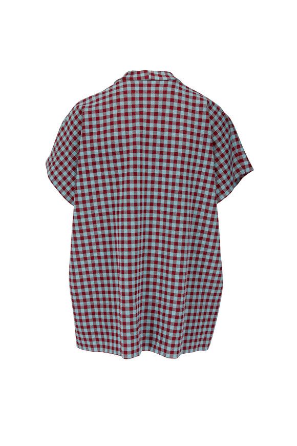 Rosetta Getty - Aqua & Maroon Gingham Top 