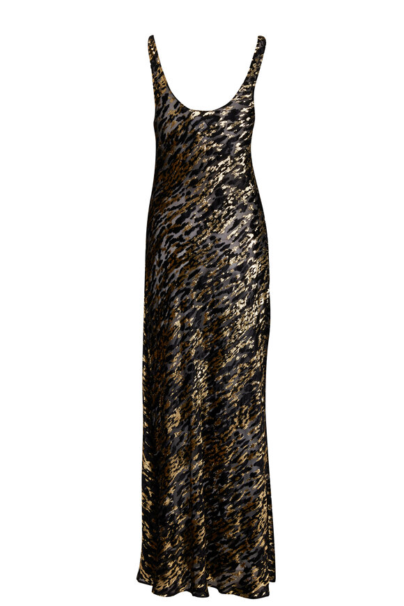 Saint Laurent - Gold & Black Burnout Dress