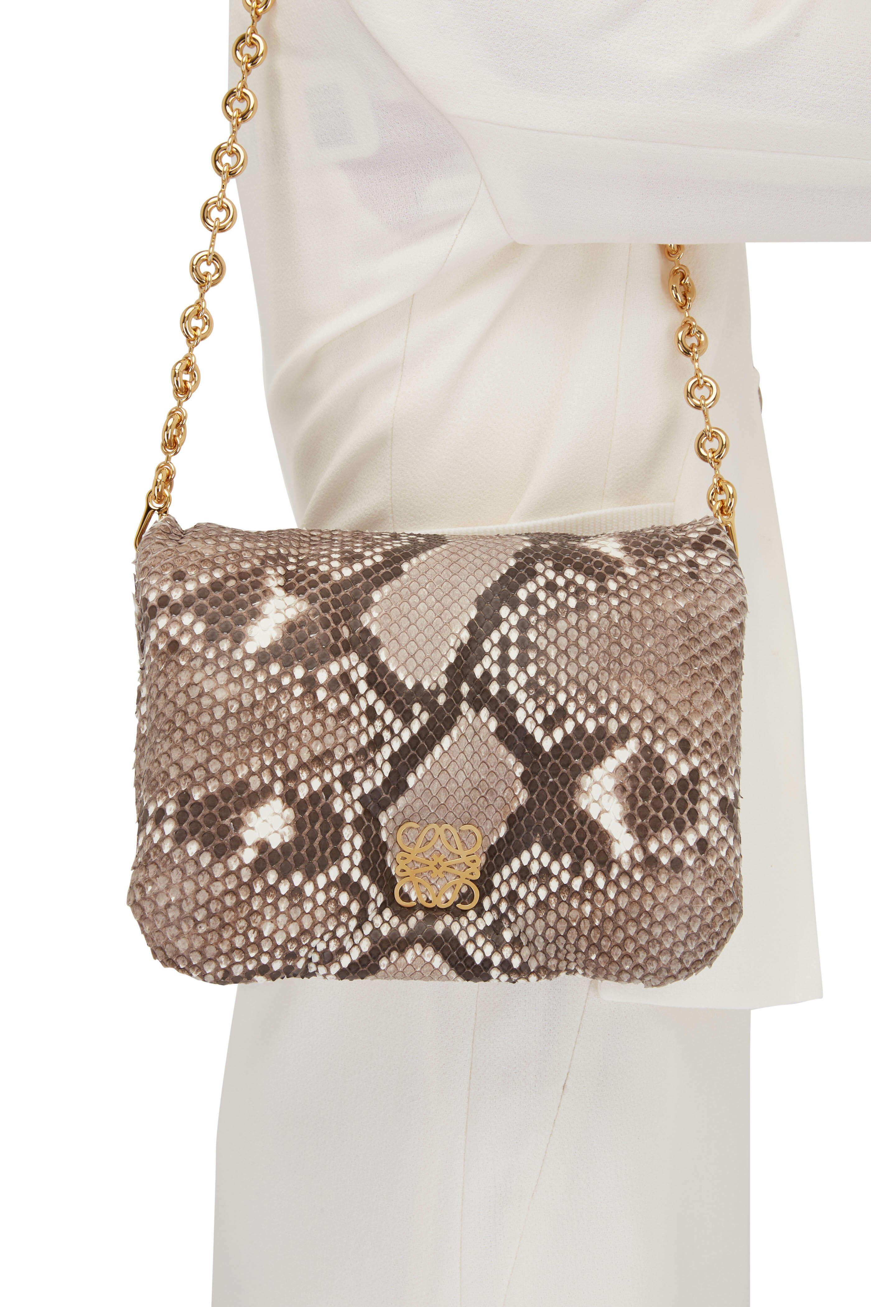 Loewe - Goya Natural Python Chain Puffer Bag