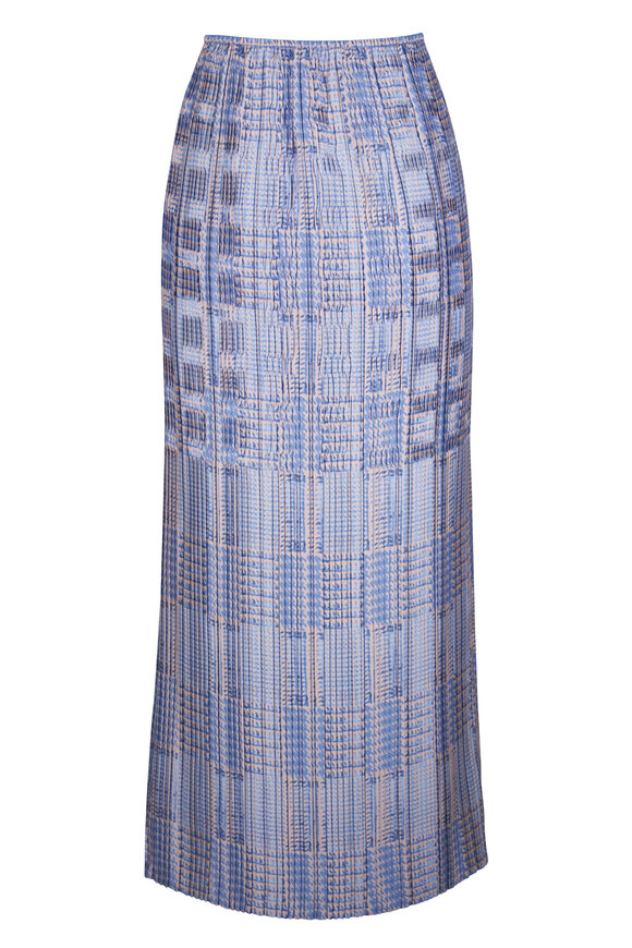 Lafayette 148 New York Oxford Blue Multi Basketweave Plisse Skirt - view 2