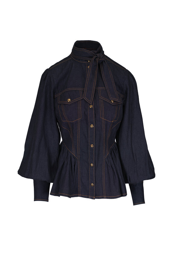 Zimmermann Onyx Blue Denim Fitted Blouse - view 1