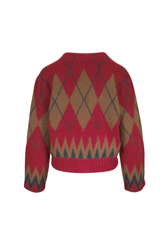 Dorothee Schumacher Argyle Statements Brick Wool & Cashmere Cardigan - view 2