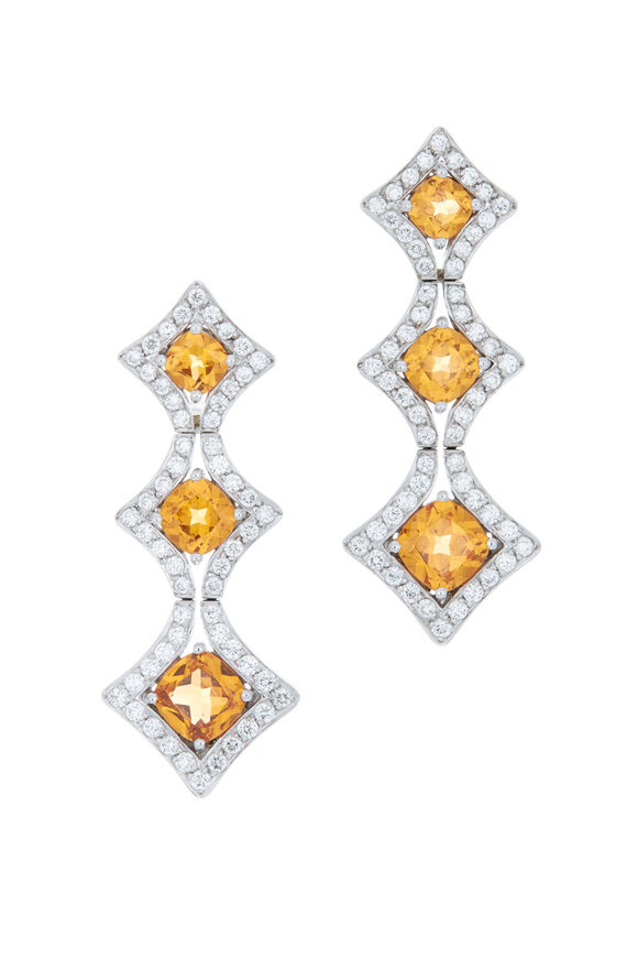 Eclat - Platinum Mandarin Garnet Diamond Earrings