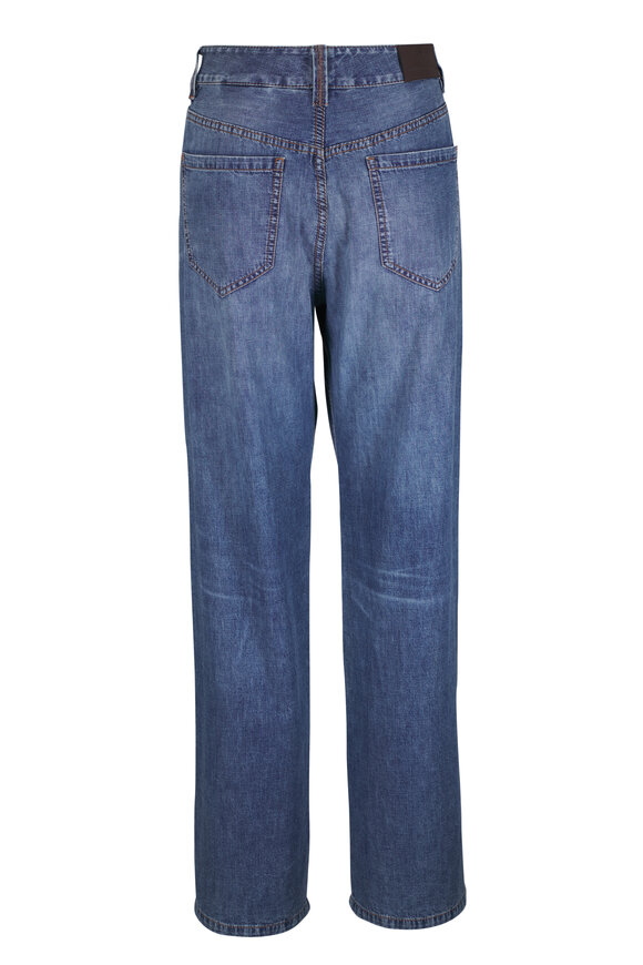 Brunello Cucinelli Super Lightweight Medium Wash Loose Fit Jean - view 3