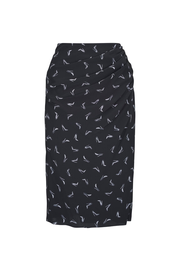 Carolina Herrera Good Girl Black & White Shoe Print Silk Skirt - view 1