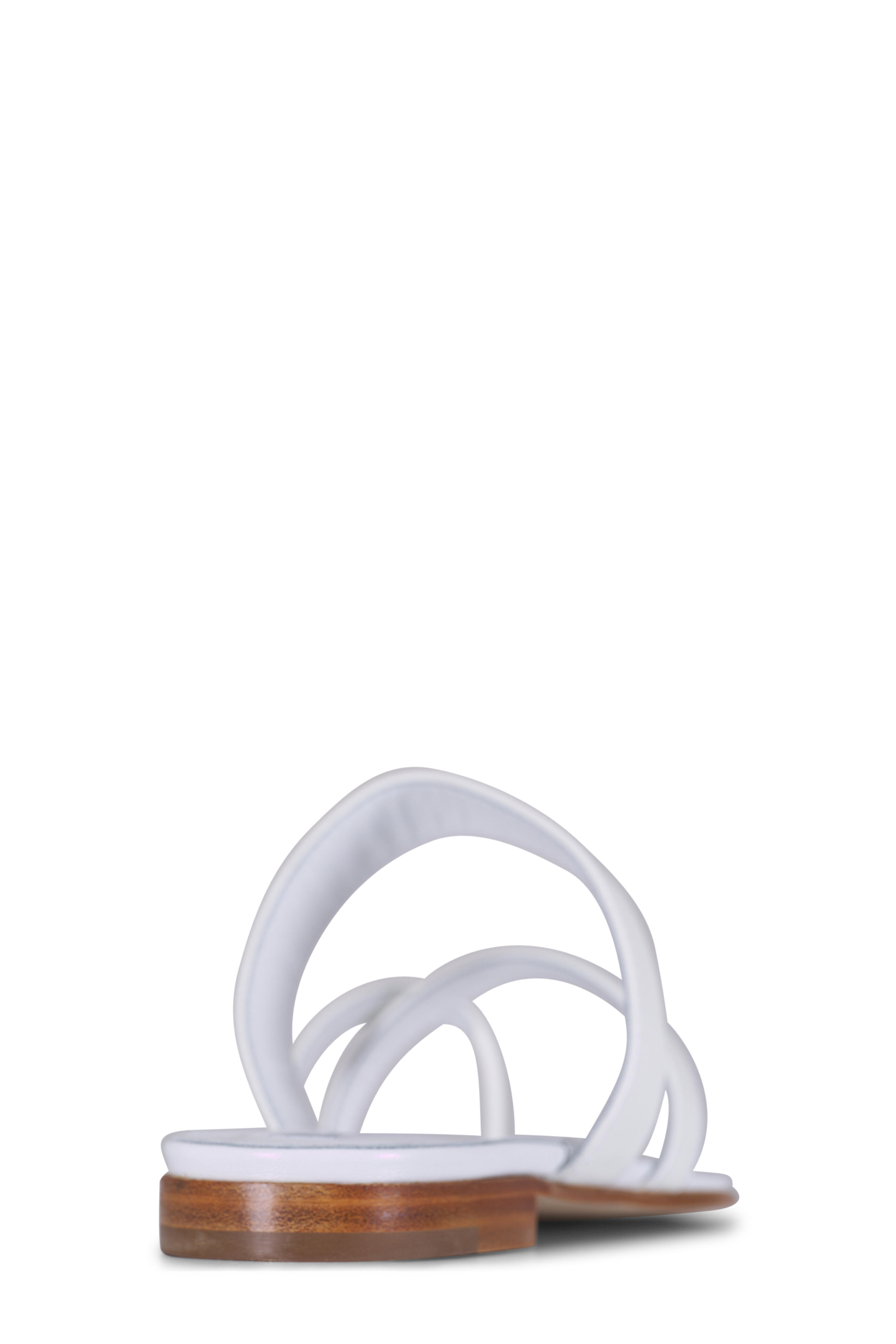 Manolo Blahnik - Susa White Leather Flat Sandal