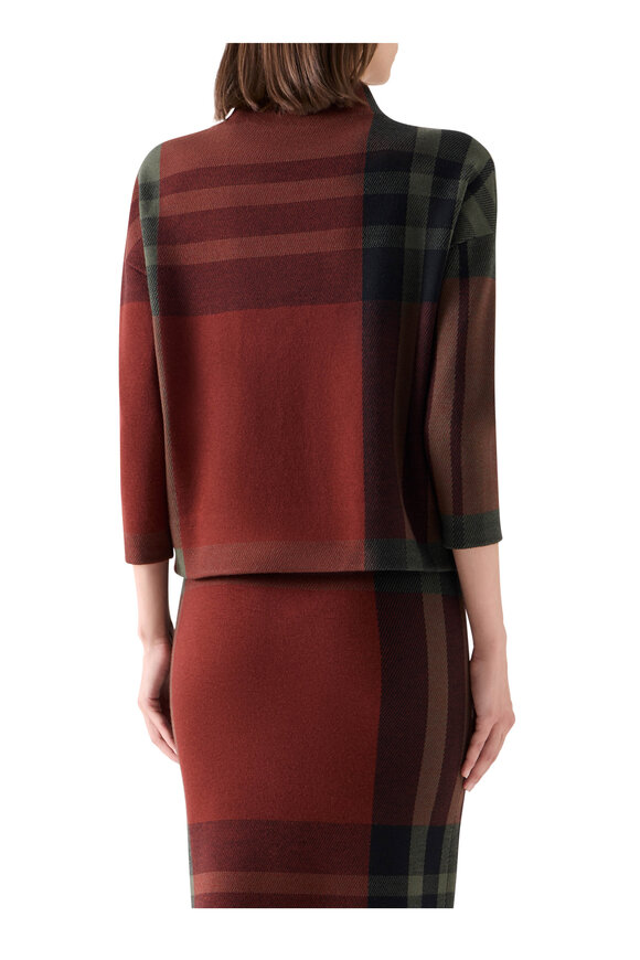 Akris Punto Black & Copper Merino Wool Jacquard Check Sweater - view 4