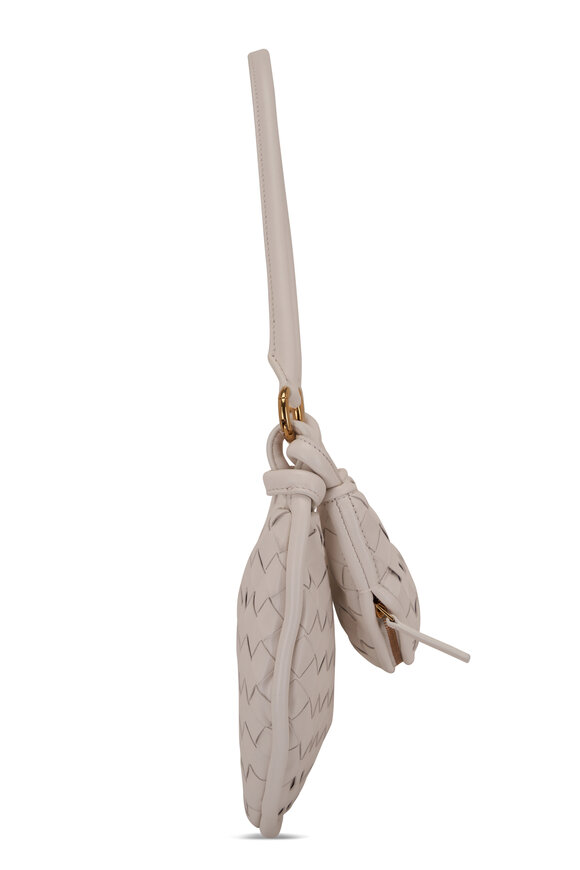 Bottega Veneta - Small Gemelli White Woven Shoulder Bag 