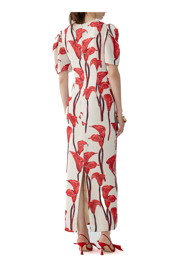 Carolina Herrera Red & White Calla Lily Print Maxi Dress - view 3