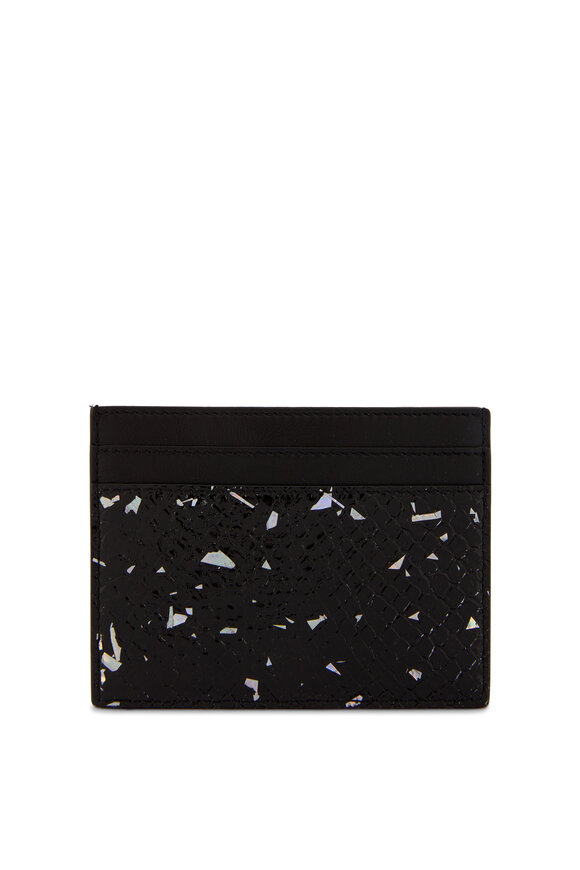 Saint Laurent - Black & Glitter Embossed Leather Card Case