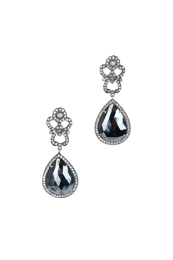 Loren Jewels - 14K Gold & Silver Black Spinel & Diamond Earrings
