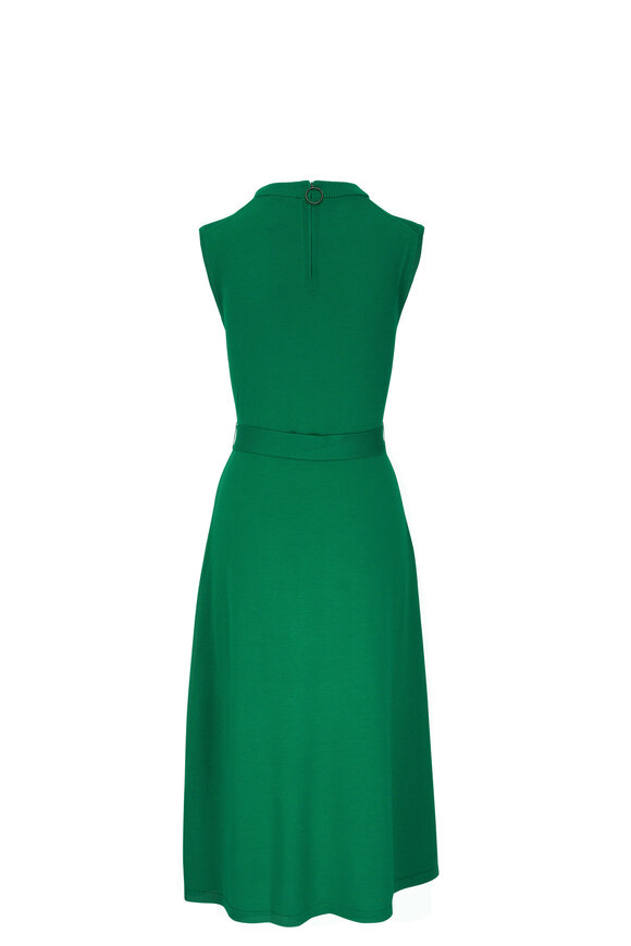 Akris Punto - Green Wool Sleeveless Belted Midi Dress