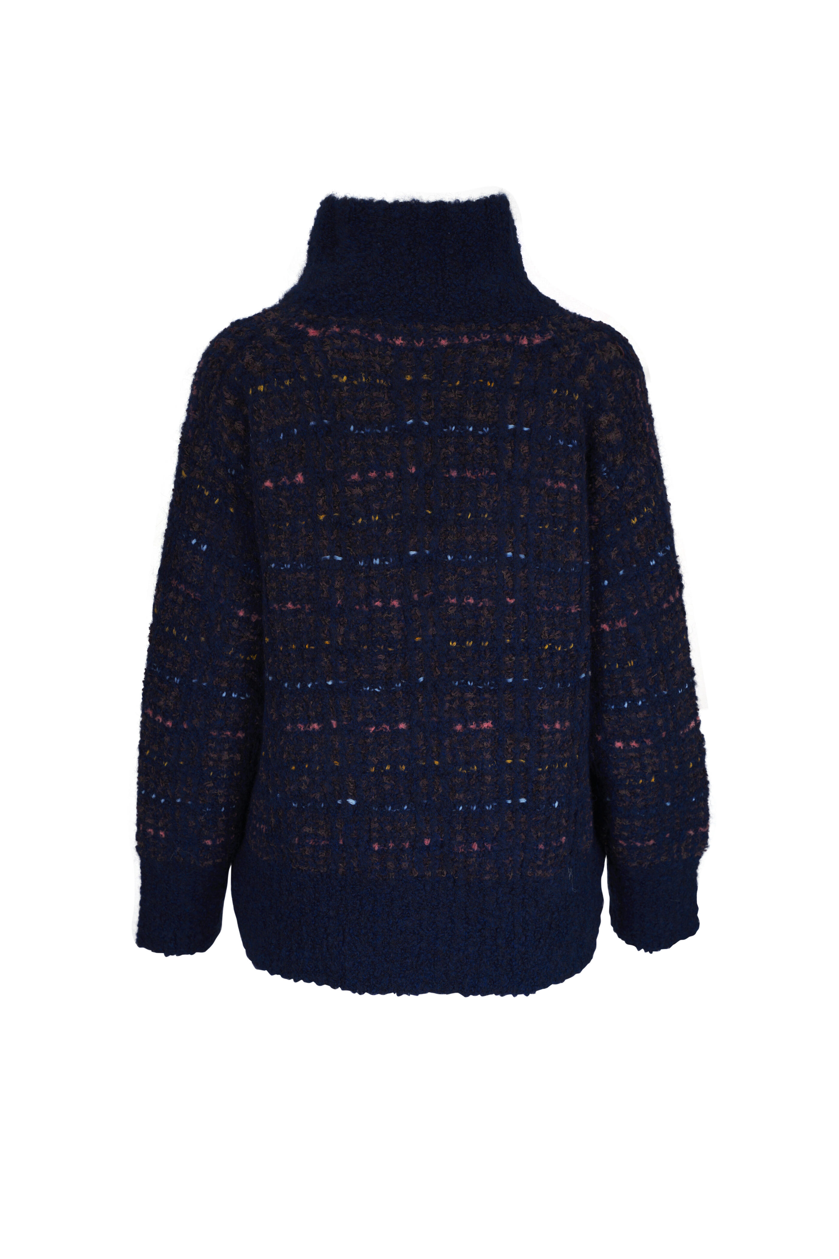 Lafayette 148 New York - Navy Multi Lofty Bouclé Turtleneck Sweater
