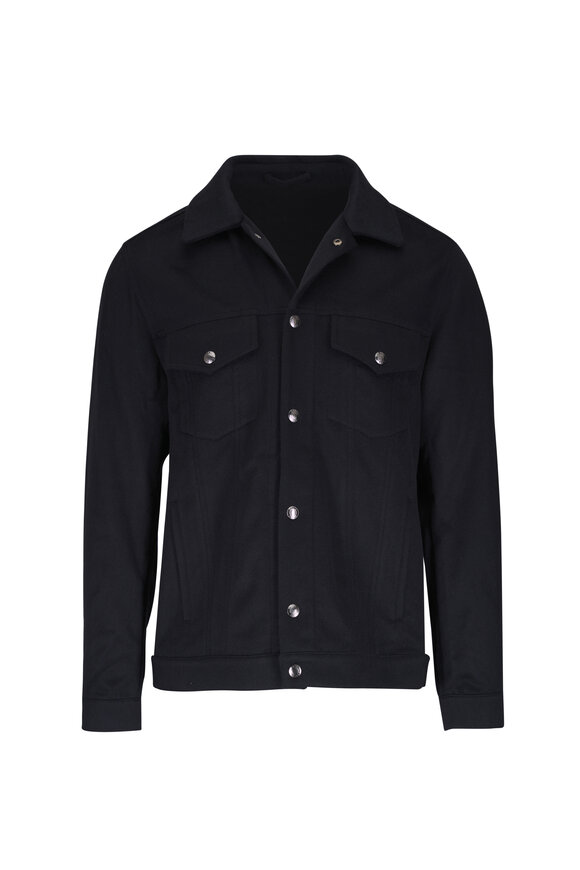 Manto Black Cashmere Trucker Jacket - view 1